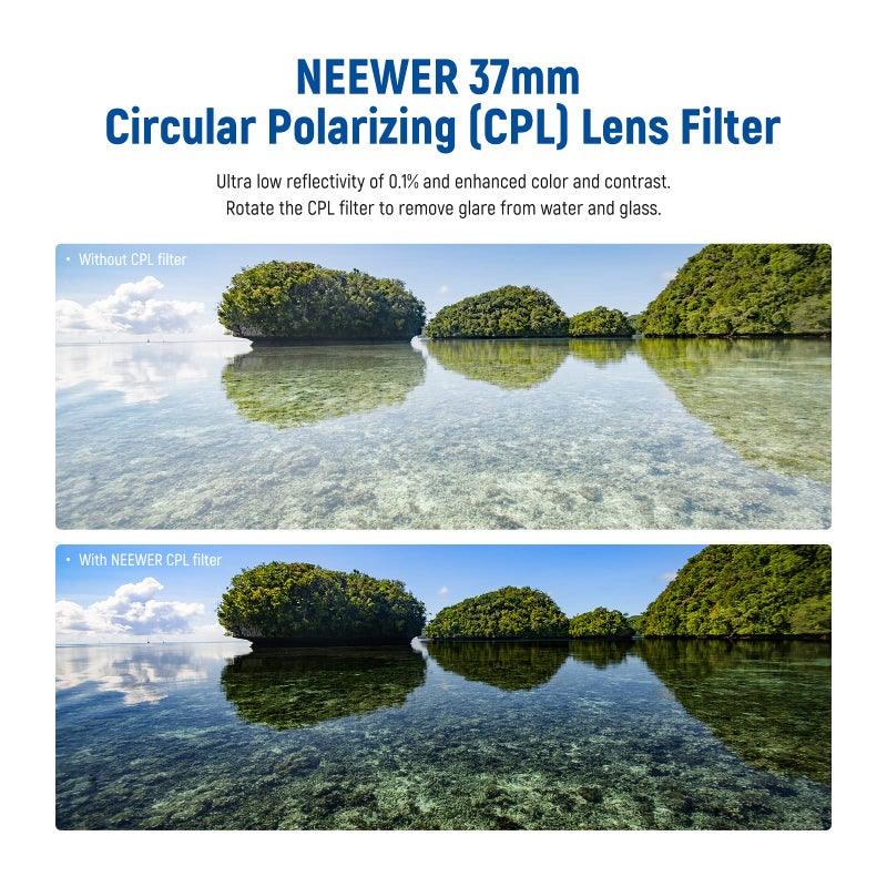 Neewer 37mm Polarizing Filter 30 Layer Multi Resistant Nano Coatings Circular Polarising Filter(CPL) Reduce Glare/Enhance Contrast/Ultra Slim/Reduces Reflection/HD Optical Glass Polarizer Filter - Image 2