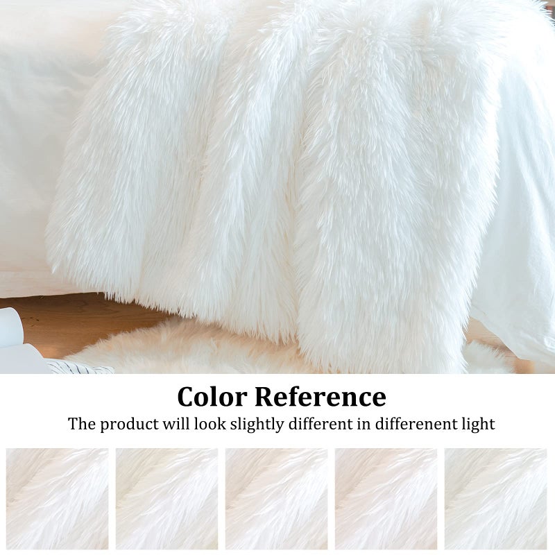JONIYEAR Extra 2.8" Long Hair Fluffy Faux Fur Throw Blanket 50" x 60", Luxury Soft Decorative Fuzzy Furry Blanket for Couch, Cozy Plush Shaggy Blankets for Sofa Bed, Cute Lovely Blanket for Pet, White - Image 2