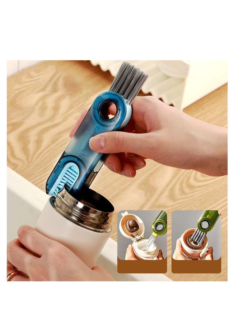 ECVV ECVV 3 in 1 Multifunctional Cleaning Brush U-Shaped Silicone Bottle Cleaner Brush Cup Lid Crevice Cleaning Brush Home Kitchen Cleaning Tools (Blue)  - Image 2