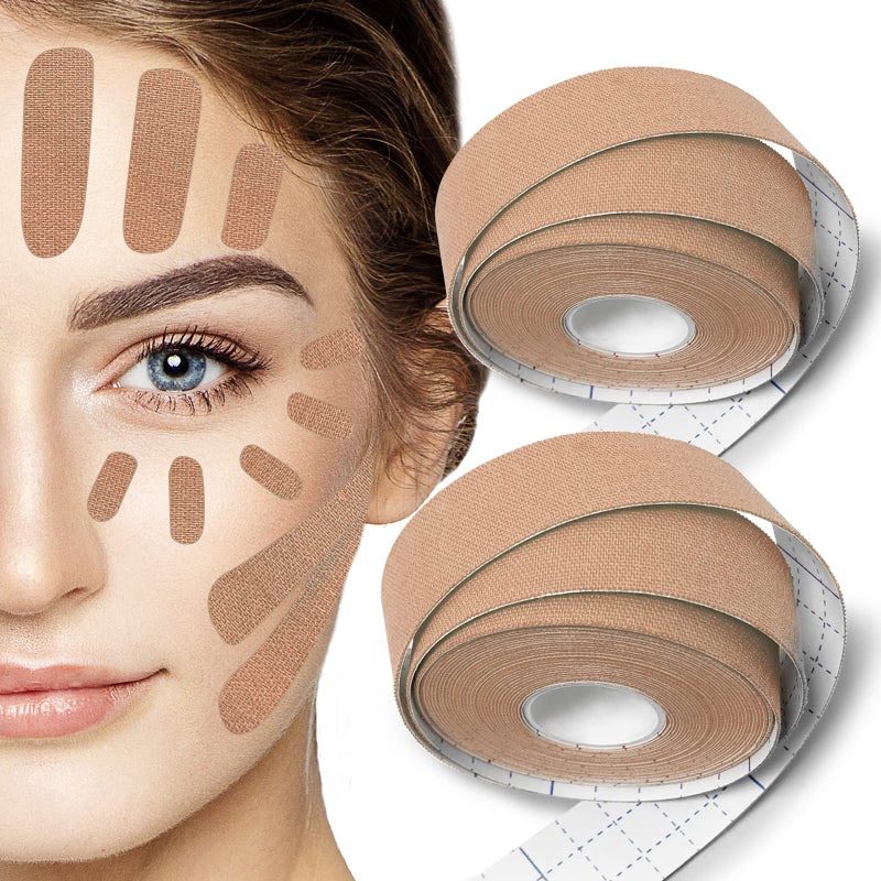 Sfuchin Facial Patches - Wrinkle Patches - Wrinkle Tape - Face Lifting Tape - Non-Invasive Wrinkle Remover - Multifunctional High Elasticity Wrinkle Forehead Eyes Face (Beige-2.5cm) - Image 1