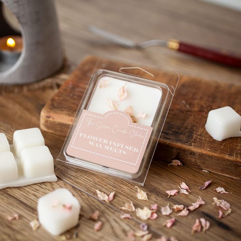 Flower Infused Soothe Aromatherapy Scented Wax Melts with Free Aroma Diffuser HANDPOURED with Natural Soy Wax Vegan and Essential Oil Infused 75 Grams Ceramic Diffuser KIT  - Image 1