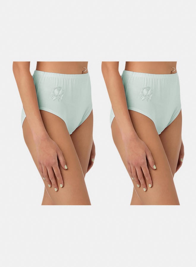 Dahab Cotton Set Of 2 Pieces Elastic Waist Brief Embroidered Flower For Women - Image 1