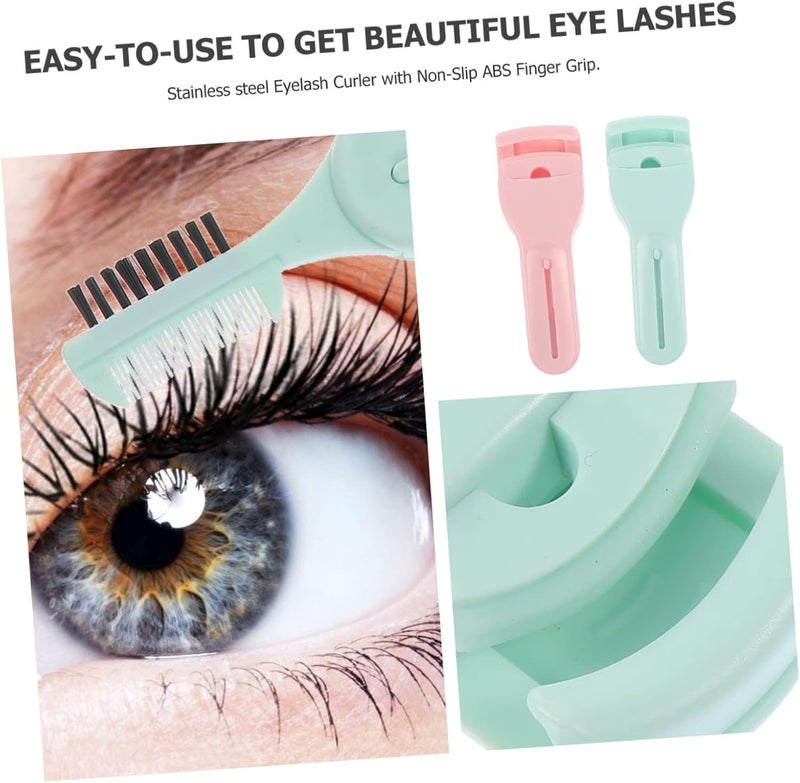 SMASOLO 2Pcs Eyelash Curling Clips with Lash Brush Lightweight Handheld Tools for Precise Curling Portable Beauty Makeup Accessories for Enhanced Eye Radiance - Image 3