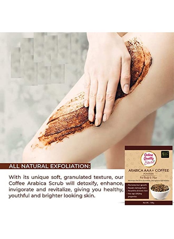 Online Quality Store Arabica A+++ Raw Coffee Powder Body Scrub, 100 G |Tan Removal |Coffee Powder For Skin & Hair| Paraben & Sls Free |Coffee Powder For Face Whitening (100G , Pack Of 1)  - Image 3