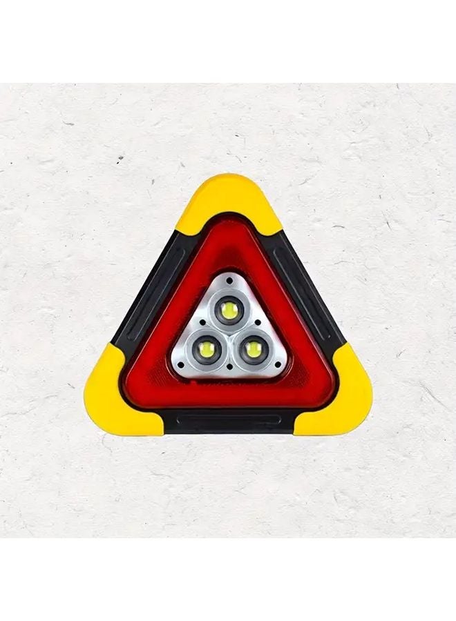 Solar Powered Triangular Emergency Warning Light With COB Flashlight Red Beacon For Road Safety - Image 1