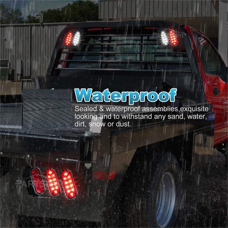 Partsam 6pcs Red Oval 10 Diodes 6 Inch Stop Turn Tail Brake Light Kit - Image 4