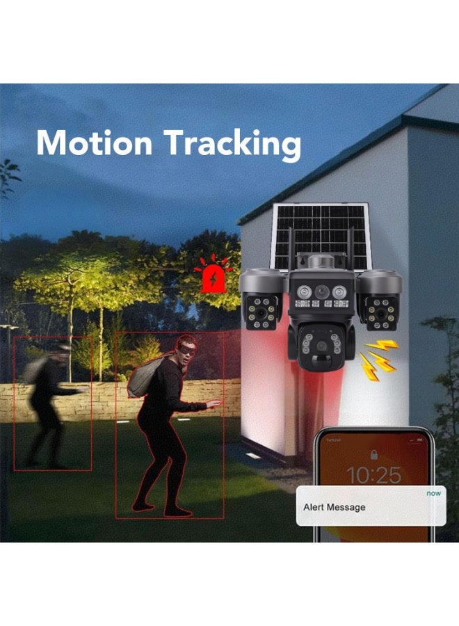 TIGER Wireless 4G Solar Outdoor PTZ Security Camera with Three 2MP Lenses, 360° Full Color Night Vision, AI Motion Detection and Tracking, 8000mAh Battery, Remote Phone Control - Image 2