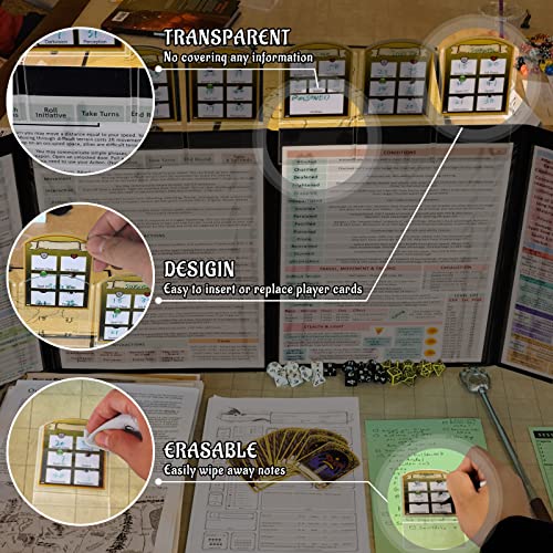 CZYY DND Initiative & Combat Tracker Set of 6PCS Erasable Acrylic Top on Screen with Character, Monster Insert Cards DM Tools, Accessories for Dungeons and Dragons, Pathfinder, TTRPGs - Image 4