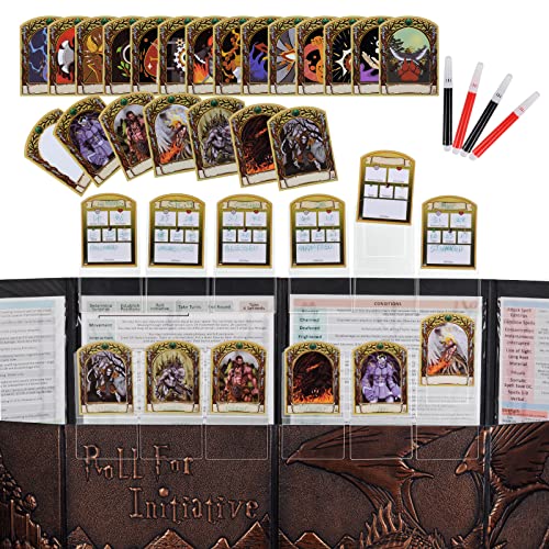 CZYY DND Initiative & Combat Tracker Set of 6PCS Erasable Acrylic Top on Screen with Character, Monster Insert Cards DM Tools, Accessories for Dungeons and Dragons, Pathfinder, TTRPGs - Image 1