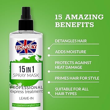 RONNEY 15in1 Leave in Conditioner Spray for Glossy Hair Hair Detangling Spray Heat Protector Moisturise Nourish Professional Leavein Hair Conditioner for Curly Hair Shine Spray - Image 2