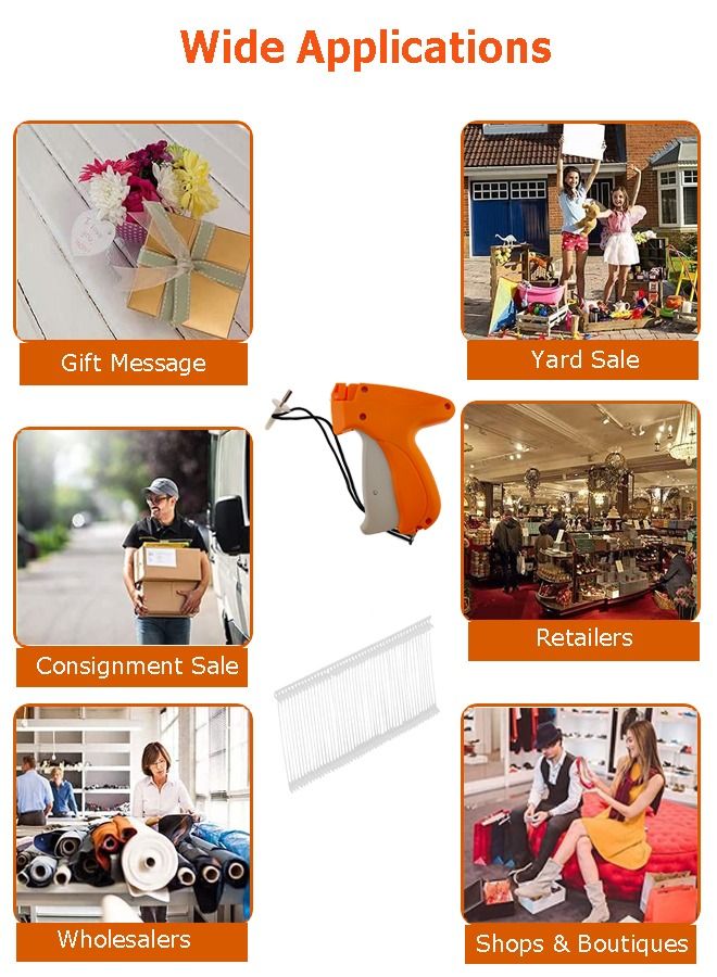 New Garment Clothing Price Label Tag Gun Tagging Machine with 2000 Barbs Orange