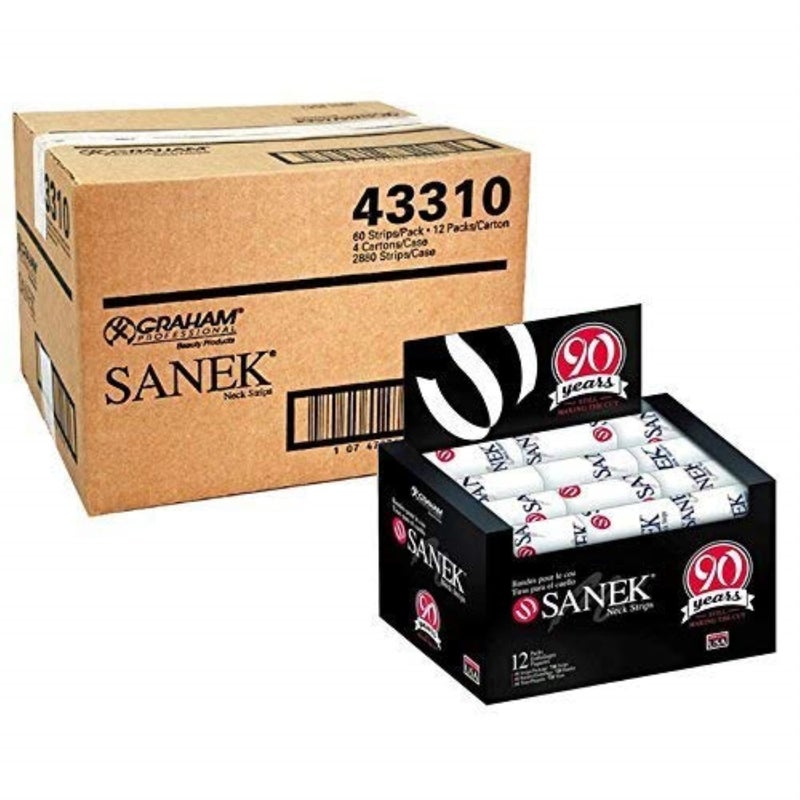Graham Sanek Neck Strips Master Case of 4 Cartons  2880 Strips  4 Count Pack of 1