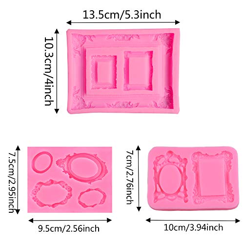 TOSPARTY 3 Pieces Pink Picture Frames Silicone Mold for Cake Decorating Sugar Gum Paste Chocolate Cookies Resin Polymer Clay - Image 2