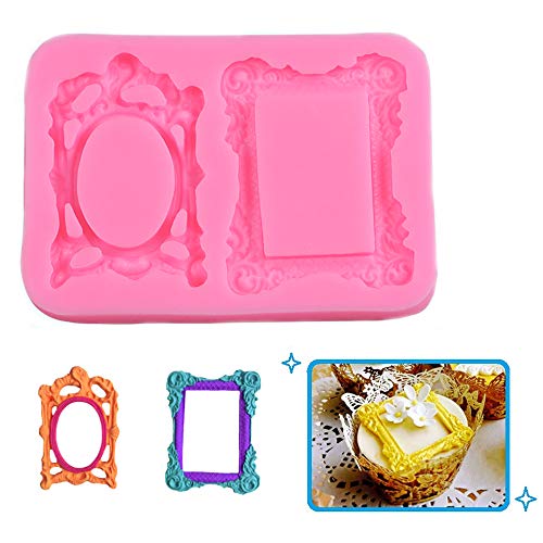 TOSPARTY 3 Pieces Pink Picture Frames Silicone Mold for Cake Decorating Sugar Gum Paste Chocolate Cookies Resin Polymer Clay - Image 5