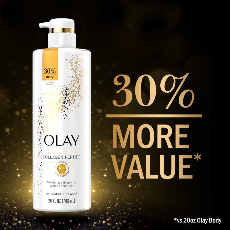 Olay Cleansing & Firming Body Wash with Vitamin B3 and Collagen, 26 fl oz (Pack of 4) - Image 3