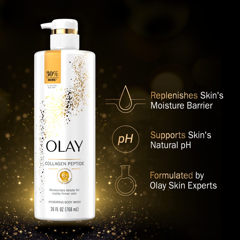 Olay Cleansing & Firming Body Wash with Vitamin B3 and Collagen, 26 fl oz (Pack of 4) - Image 4