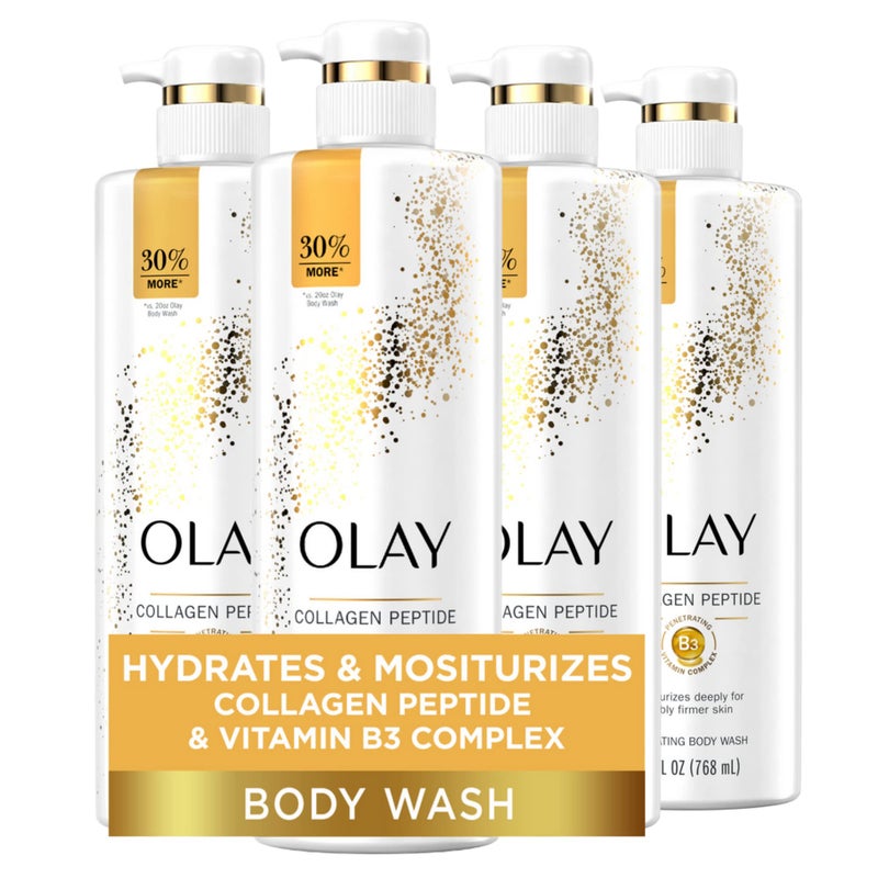 Olay Cleansing & Firming Body Wash with Vitamin B3 and Collagen, 26 fl oz (Pack of 4) - Image 1