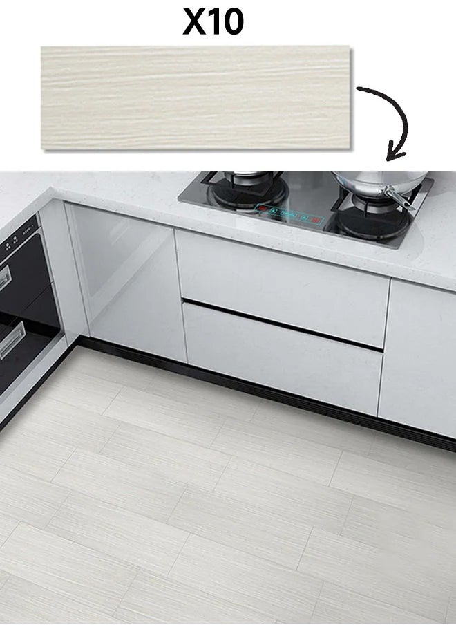 Generic - 10-Piece Wood Grain Floor Stickers Thickened PVC Tile Grey 15x45cm - Image 1