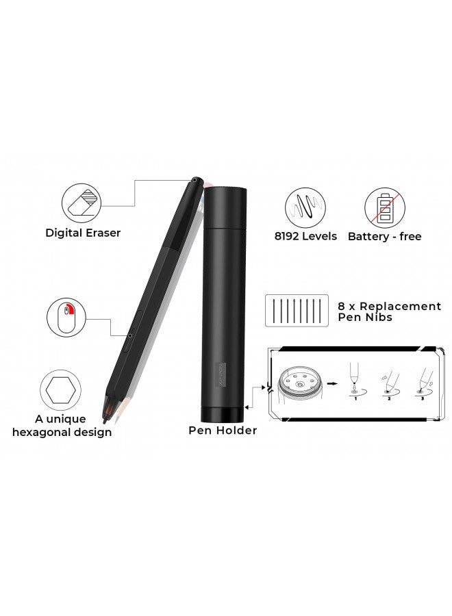 XP-PEN XP-PEN Artist12 11.6 Inch FHD Drawing Monitor Pen Display Graphic Monitor with PN06 Battery-Free Multi-Function Pen Holder and Glove 8192 Pressure Sensitivity  - Image 2
