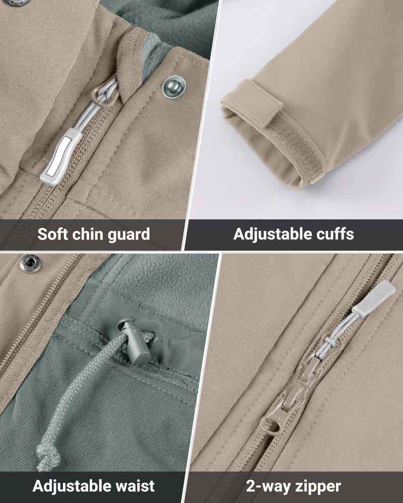 Outdoor Ventures Women's Lightweight Waterproof Fleece Lined Hooded Softshell Rain Jacket, Warm Windbreaker Long Coat - Image 4