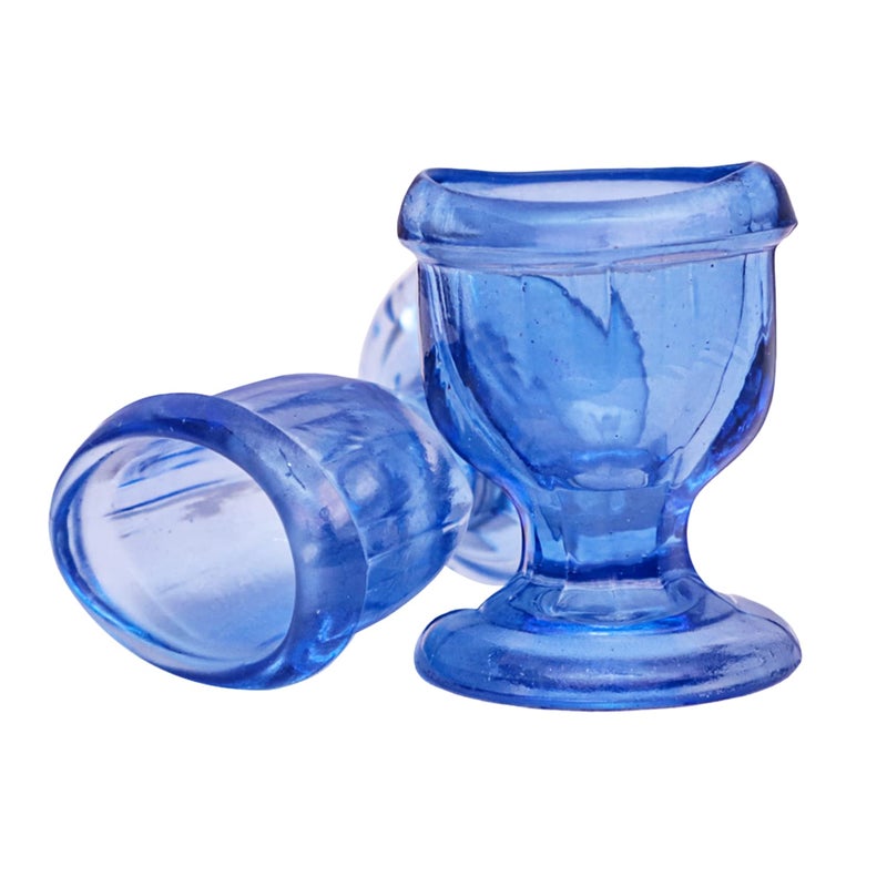GoodsHealthShop GoodsHealthShop Glass Eye Wash Cup for Keep Your Eyes Clean and Healthy Soothing Relief from Allergens Irritants Makeup Dust Dry Eyes Eye Shaped Rim Snug Fit Set of 2 Blue  - Image 1