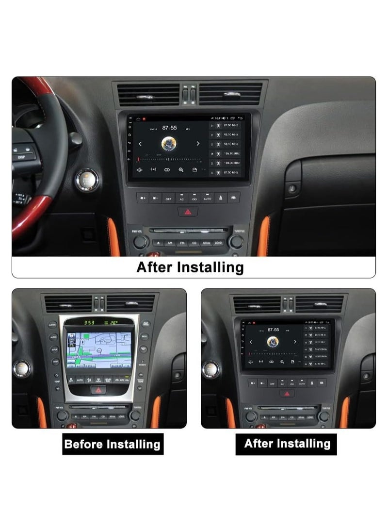 ستيريو سيارة أندرويد لسيارات لكزس GS300 GS350 GS400 GS430 GS450H GS460 2004 إلى 2011 4 جيجابايت رام 64 جيجابايت روم 9 بوصة يدعم Apple Carplay، MirrorLink WiFi BT، شاشة تعمل باللمس IPS مع كاميرا AHD متضمنة