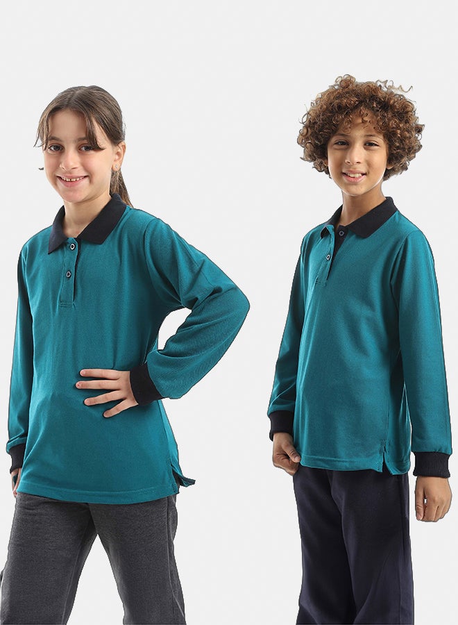 Red Circle Long sleeve polo t-shirt Kids Unisex - Image 3