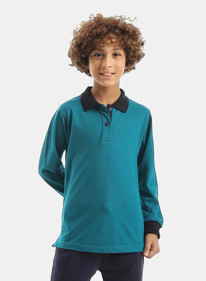 Red Circle Long sleeve polo t-shirt Kids Unisex - Image 1