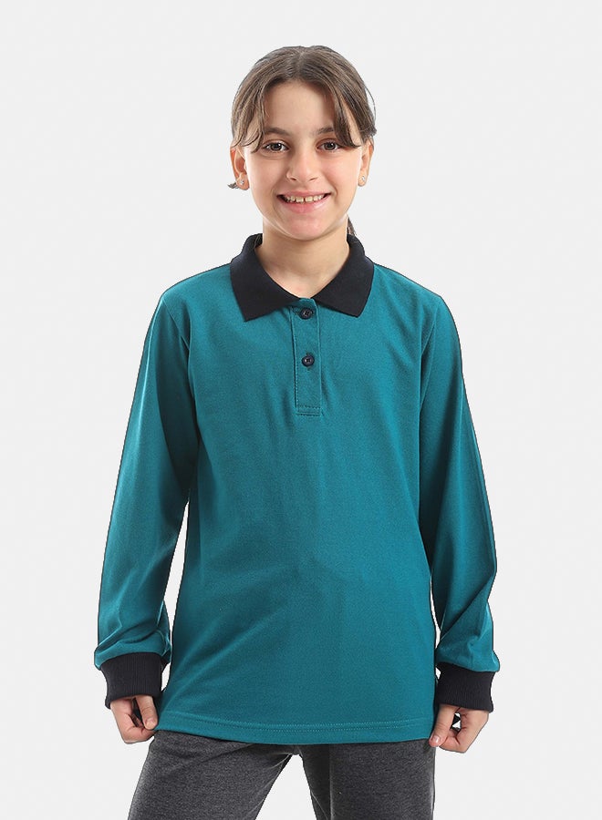 Red Circle Long sleeve polo t-shirt Kids Unisex - Image 2