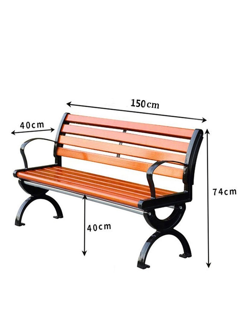 Generic Outdoor Steel Garden Bench 120X40X40cm, Weatherproof Garden Bench, Garden Bench Patio Furniture Chair Outdoor Bench, Slatted Seat for Park, Yard, Porch  - Image 2