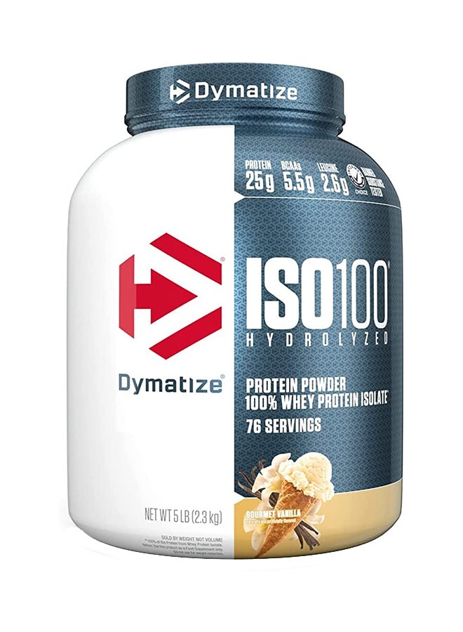 ISO100 Hydrolyzed Protein Powder, 100% Whey Isolate, 25g Protein, 5.5g BCAAs, Gluten Free, Gourmet Vanilla, 2.27kg (5Lb), 71 Servings