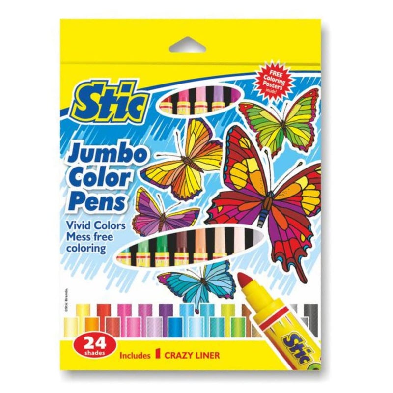 STIC Stic Colorstix 24 Shades Colour Thick Sketch Pens Set For Kids Art Kit Stationery Markers Items School Pack Artists Sketching Drawing Materials Craft Supplies Toy Return Gift ,Ink Multicolor  - Image 1
