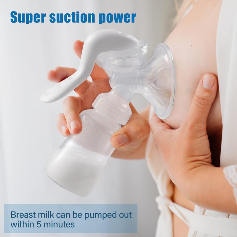 Elfzone Manual Breast Pump  Adjustable Suction Silicone Hand Pump Breastfeeding Small Portable Manual Breast Milk Catcher Baby Feeding Pumps  Accessories White Mothers Day Gifts - Image 5
