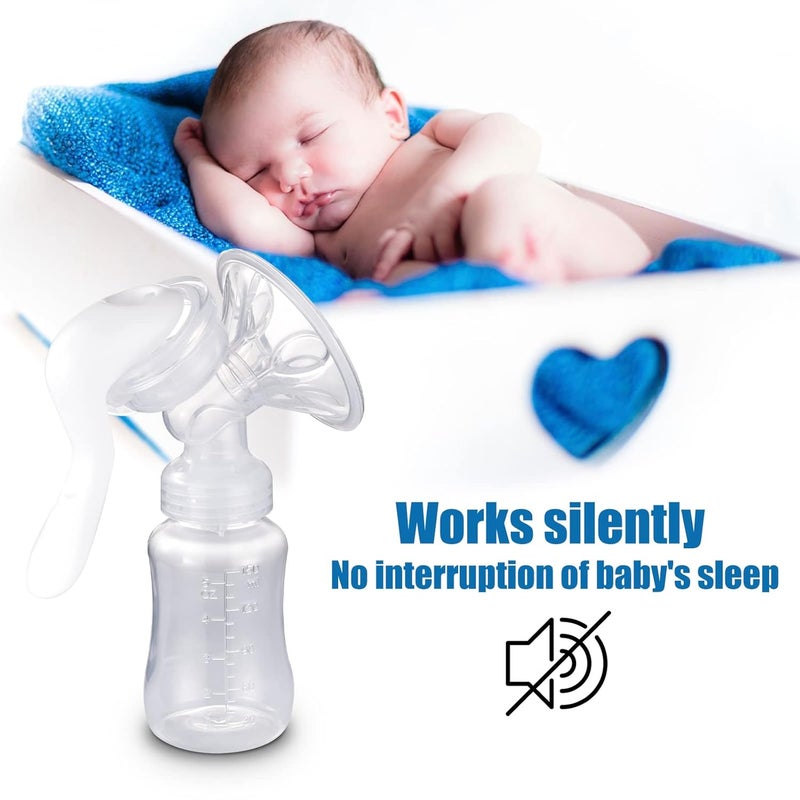 Elfzone Manual Breast Pump  Adjustable Suction Silicone Hand Pump Breastfeeding Small Portable Manual Breast Milk Catcher Baby Feeding Pumps  Accessories White Mothers Day Gifts - Image 3