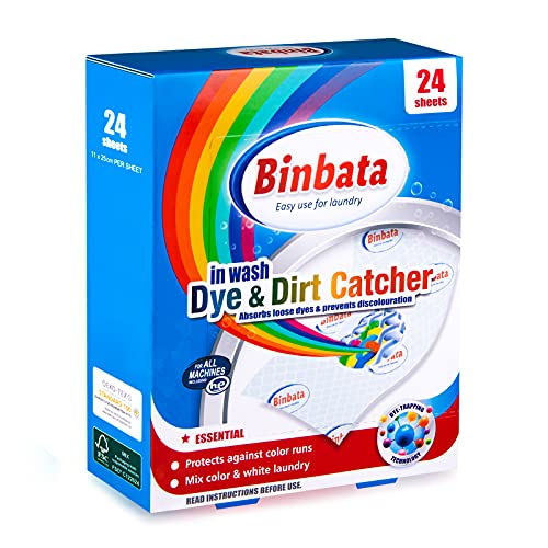 Binbata Color Grasper for Laundry 24 Count, Fragrance Free Dye Catcher Essential for Home Use, Dye Guard Grabber Sheets for Laundry in-Wash Sheets - Image 1