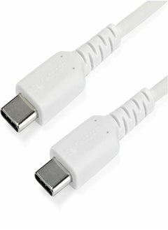 StarTech.com 1m USB C Charging Cable - Durable Fast Charge & Sync USB 3.1 Type C to USB C Laptop Charger Cord - TPE Jacket Aramid Fiber M/M 60W White - Samsung S10 S20 iPad Pro MS Surface (RUSB2AC1MW)