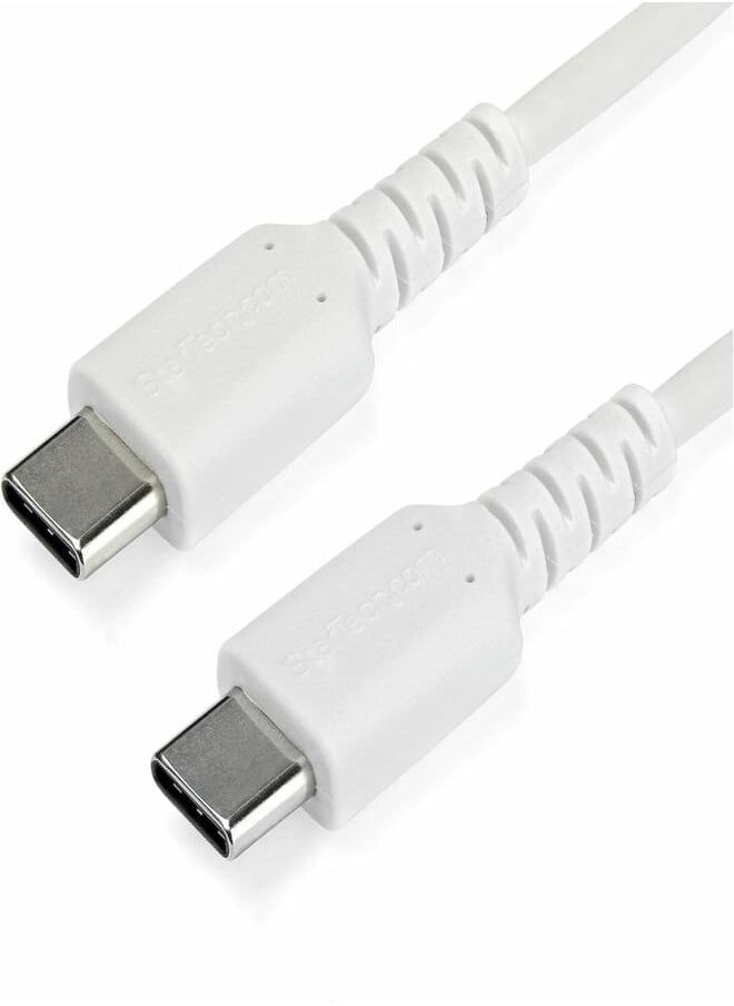 Startech.com - StarTech.com 1m USB C Charging Cable - Durable Fast Charge & Sync USB 3.1 Type C to USB C Laptop Charger Cord - TPE Jacket Aramid Fiber M/M 60W White - Samsung S10 S20 iPad Pro MS Surface (RUSB2AC1MW) - Image 1