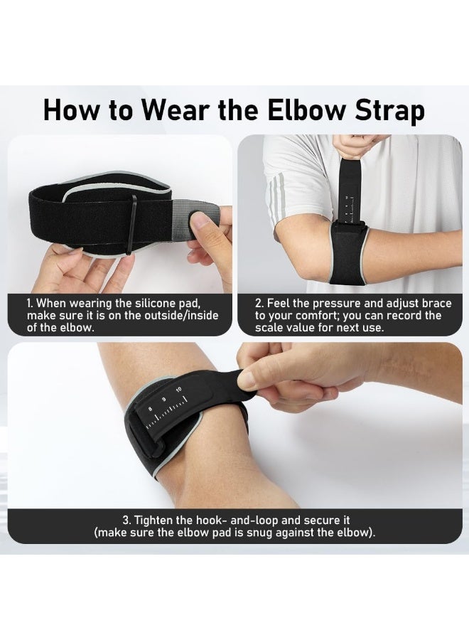 بوفان دعامة للمرفق، كم ضاغط قابل للتعديل مع بطانة تسمح بالتهوية لتخفيف آلام مرفق التنس، ودعامة داعمة لمرفق لاعبي الغولف أثناء تمارين الصالة الرياضية والأنشطة الرياضية للرجال والنساء - Image 4