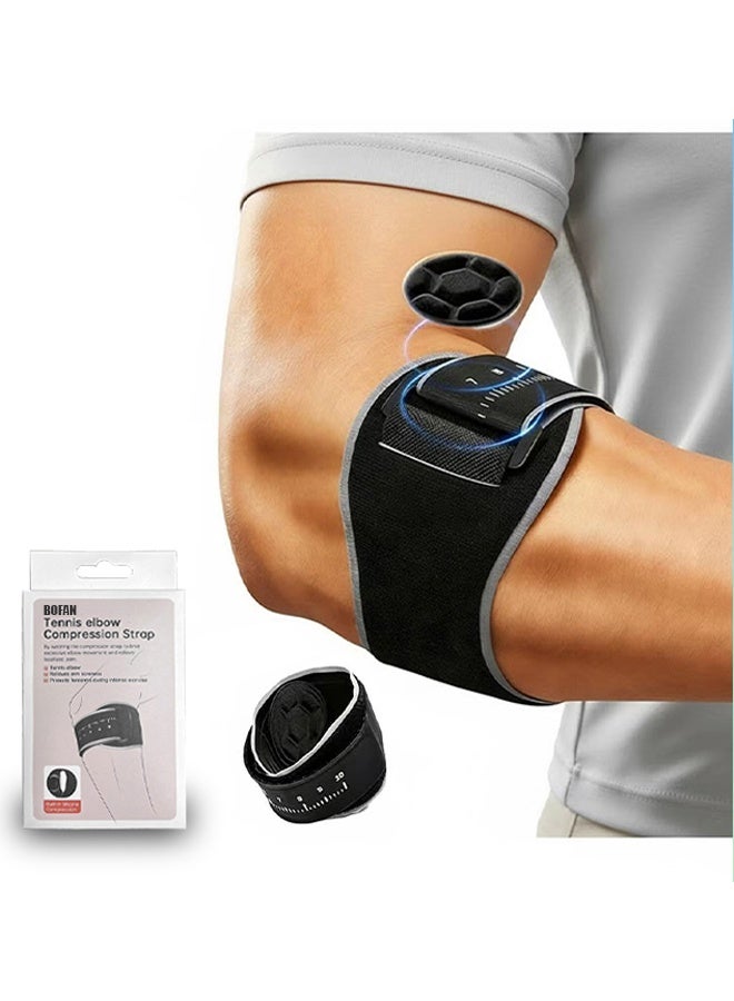 BOFAN Elbow Support, Adjustable Compression Sleeve with Breathable Lining for Tennis Elbow Pain Relief, Golfer's Elbow Brace Support for Gym Workouts and Sports Activities for Men and Women - Image 1