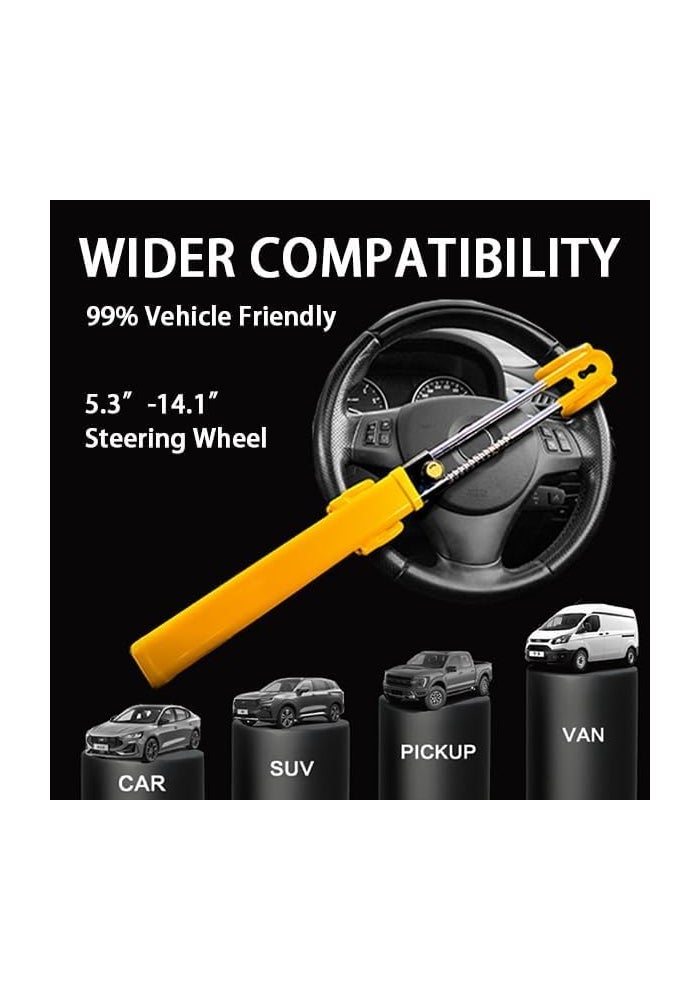 KNFRXO Universal Adjustable Steering Wheel Lock - Anti-Theft Device for Cars, SUVs, and Vans (Yellow) - Image 5