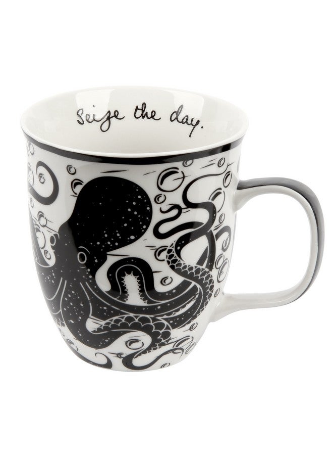 Karma Gifts 16 oz Black and White Boho Mug Octopus - Cute Coffee and Tea Mug - Ceramic Coffee Mugs for Women and Men - Image 1