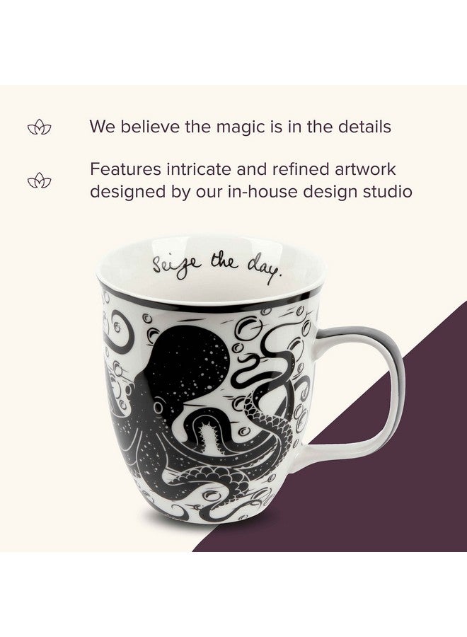 Karma Gifts 16 oz Black and White Boho Mug Octopus - Cute Coffee and Tea Mug - Ceramic Coffee Mugs for Women and Men - Image 4