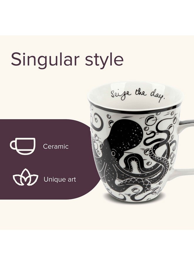 Karma Gifts 16 oz Black and White Boho Mug Octopus - Cute Coffee and Tea Mug - Ceramic Coffee Mugs for Women and Men - Image 3