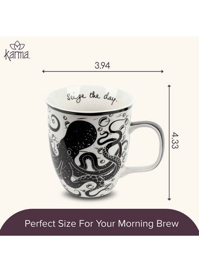 Karma Gifts 16 oz Black and White Boho Mug Octopus - Cute Coffee and Tea Mug - Ceramic Coffee Mugs for Women and Men - Image 5