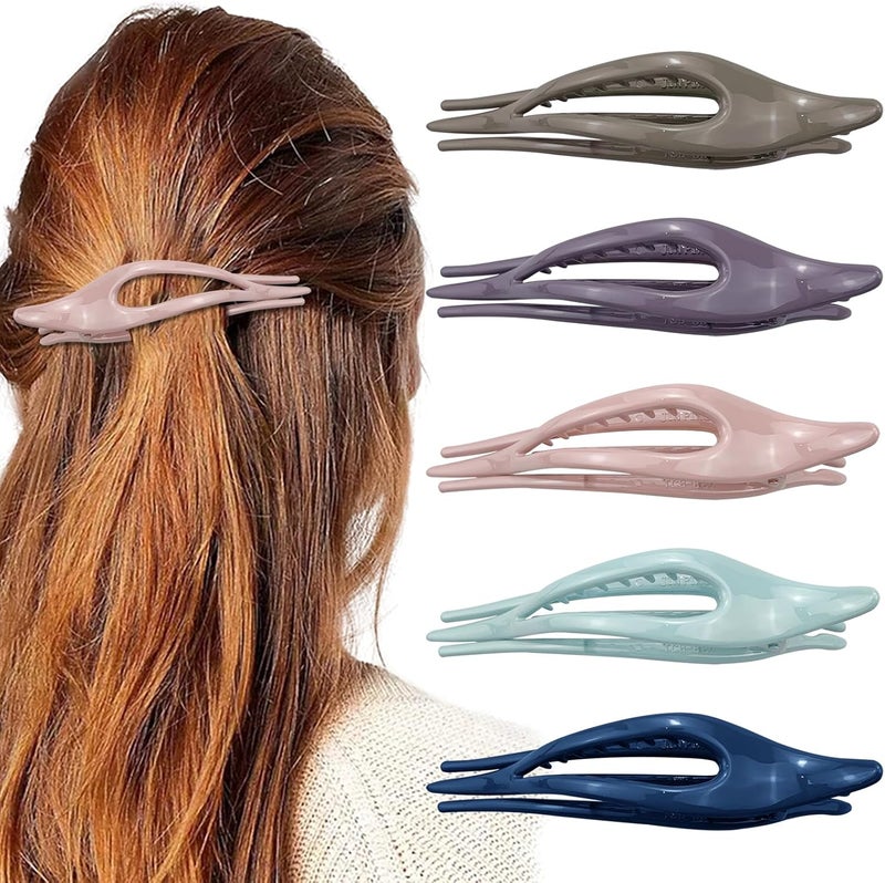 5PCS French Concord Flat Hair Clips 452 Inch Curved Hair Claw Alligator Hair Clips Volume Strong Hold Banana Barrettes Hair Clamps Jaw Clips for Women