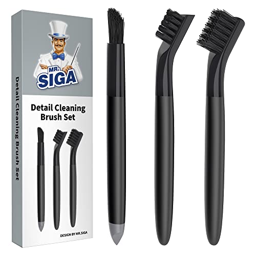 Mr Siga MR.SIGA Grout Cleaner Brush Set, Detail Cleaning Brush Set for Tiles, Sinks, Drains, Grout Brush for Edge, Crevice Cleaning - Image 1