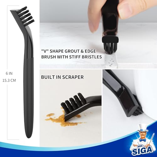 Mr Siga MR.SIGA Grout Cleaner Brush Set, Detail Cleaning Brush Set for Tiles, Sinks, Drains, Grout Brush for Edge, Crevice Cleaning - Image 2
