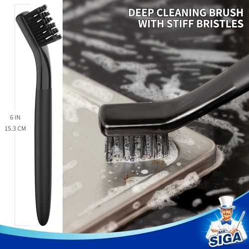 Mr Siga MR.SIGA Grout Cleaner Brush Set, Detail Cleaning Brush Set for Tiles, Sinks, Drains, Grout Brush for Edge, Crevice Cleaning - Image 4