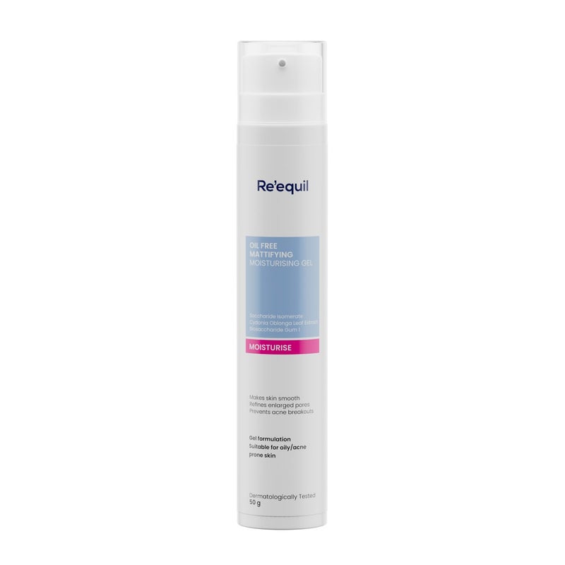 RE' EQUIL Oil Free Mattifying Moisturiser Boosts Hydration, Refines Enlarged Pores Prevents Acne Breakouts For Oily, Acne Prone Skin 50g