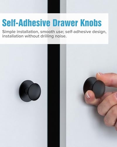 MeBantoo 40 Pack Black SelfAdhesive Cabinet Knobs SelfStick Hardware Kitchen Cabinet Handles NoPunch Peel and Stick Drawer Knobs for Refrigerators Dressers Windows Closets - Image 3